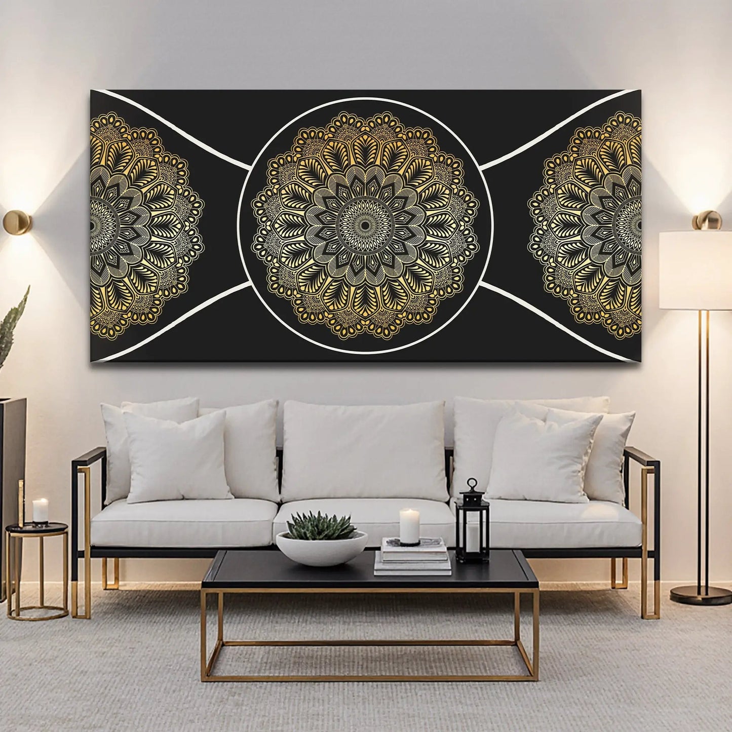 Gold Sacred Geometry Wall Art Canvas USA