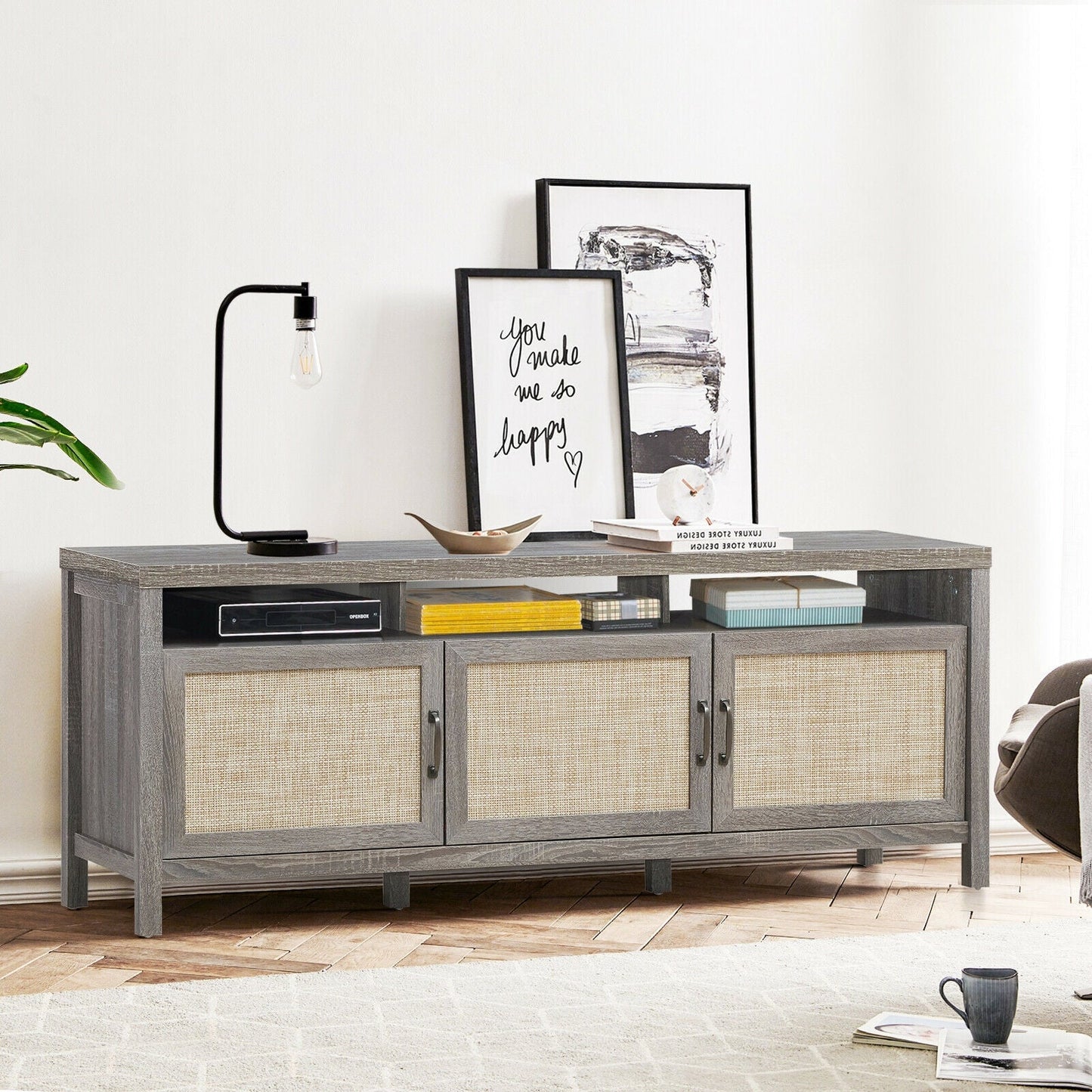 Universal TV Stand Entertainment Media Center for TV's up to 65 Inch-Gray