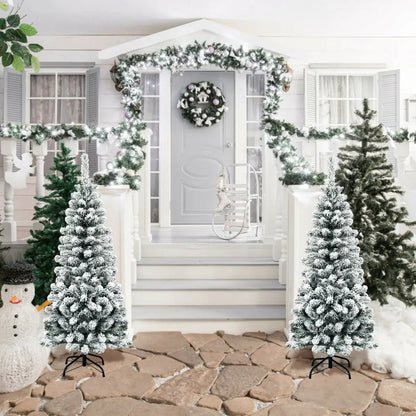 4.5 Feet Unlit Hinged Snow Flocked Pencil Tree