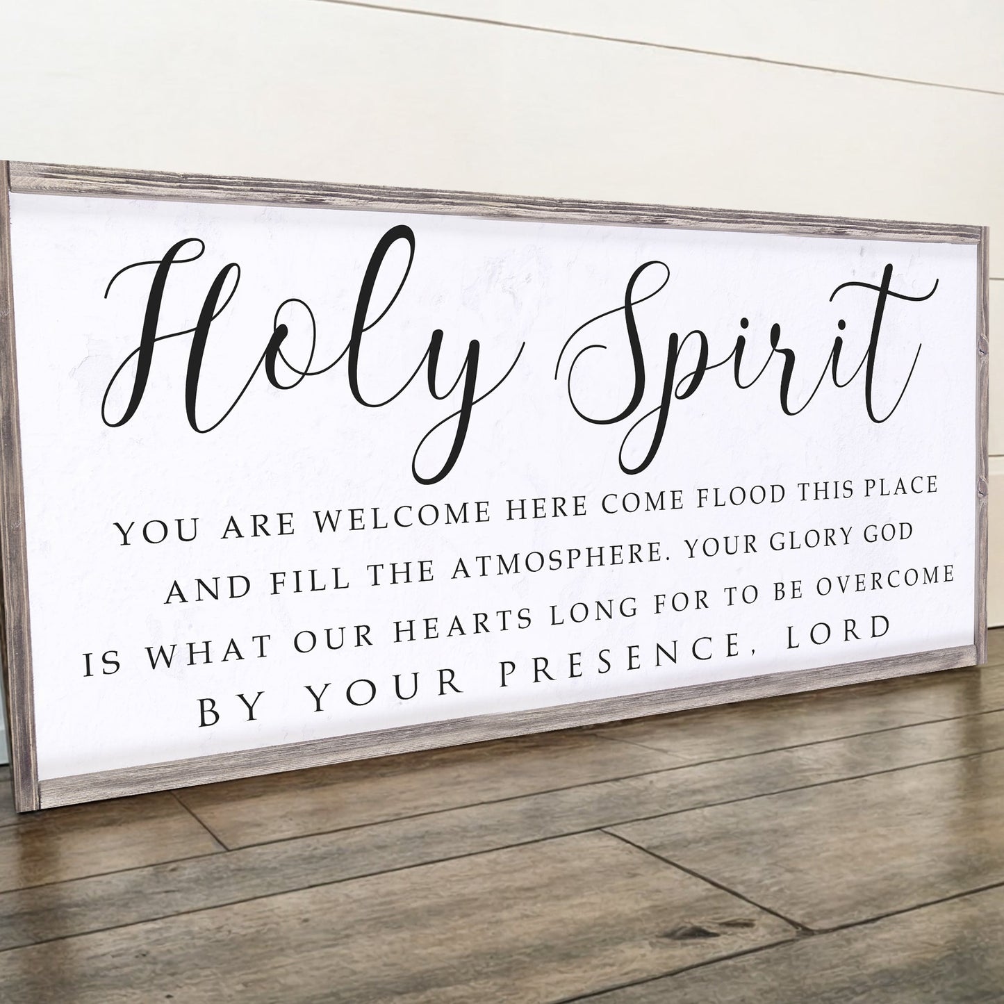 Canvas Holy Spirit You Are Welcome Here Faith Sign II Tailored Canvases, black script on Tampa Home & Garden Store