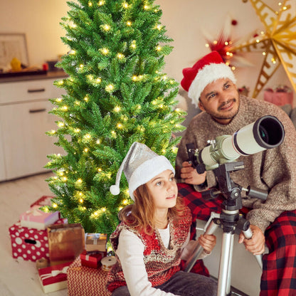 6 Feet PVC Hinged Pre-lit Artificial Fir Pencil Christmas Tree with 150 Lights on Tampa Home & Garden Store