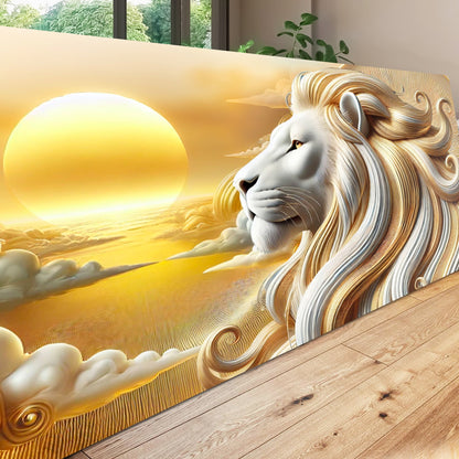 3D Majestic Lion Wall Art V canvas by Tailored Canvases, golden mane with sunset backdrop on Tampa Home & Garden Store