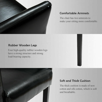 Modern PU Leather Chair by DirectDeals in black with rubber wooden legs and cushioned seat on Tampa Home & Garden Store