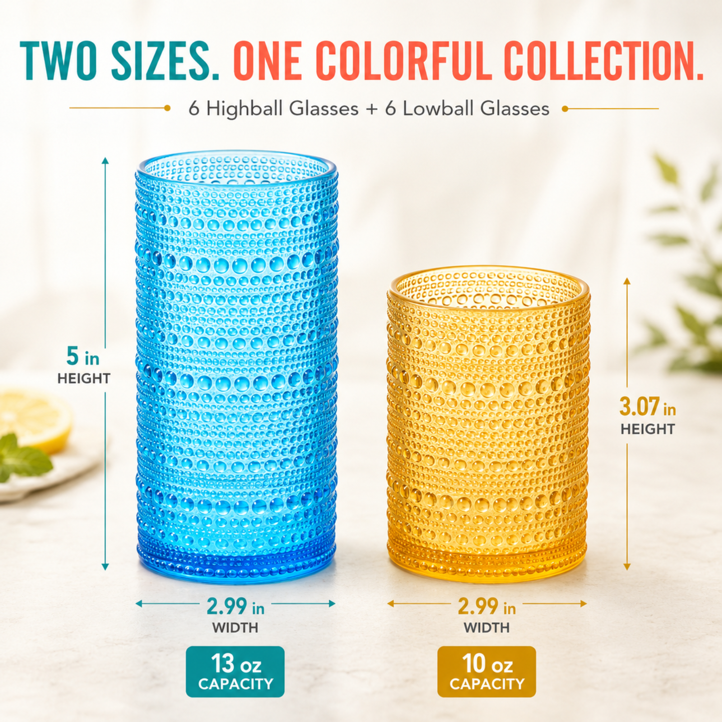 Madrid Acrylic Hobnail Lowball Glasses Set of 12