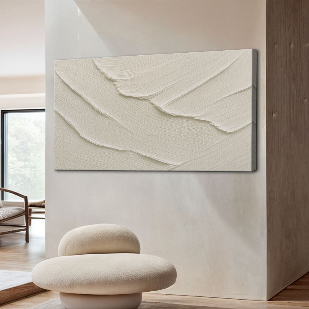 Abstract Minimalist Wave Wall Art II canvas with cream textured surface Tailored Canvases on Tampa Home & Garden Store