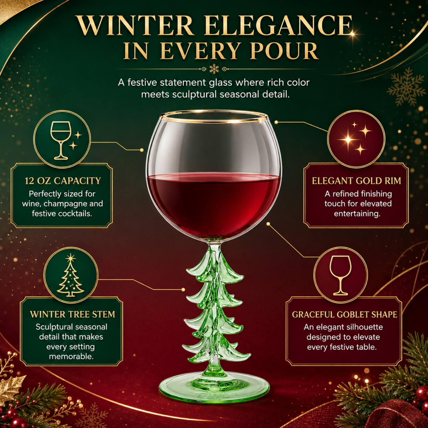 Premium Natale Stemmed Wine Glass Holder