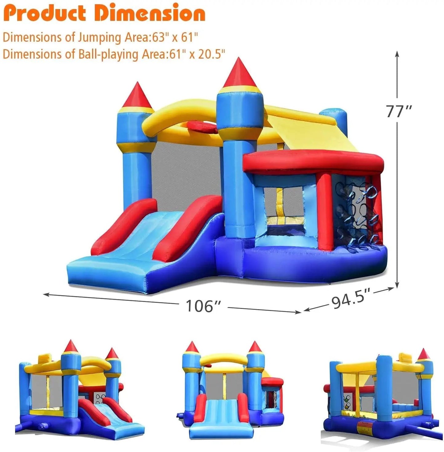 Castle Slide Inflatable Bounce House and Ball Pit