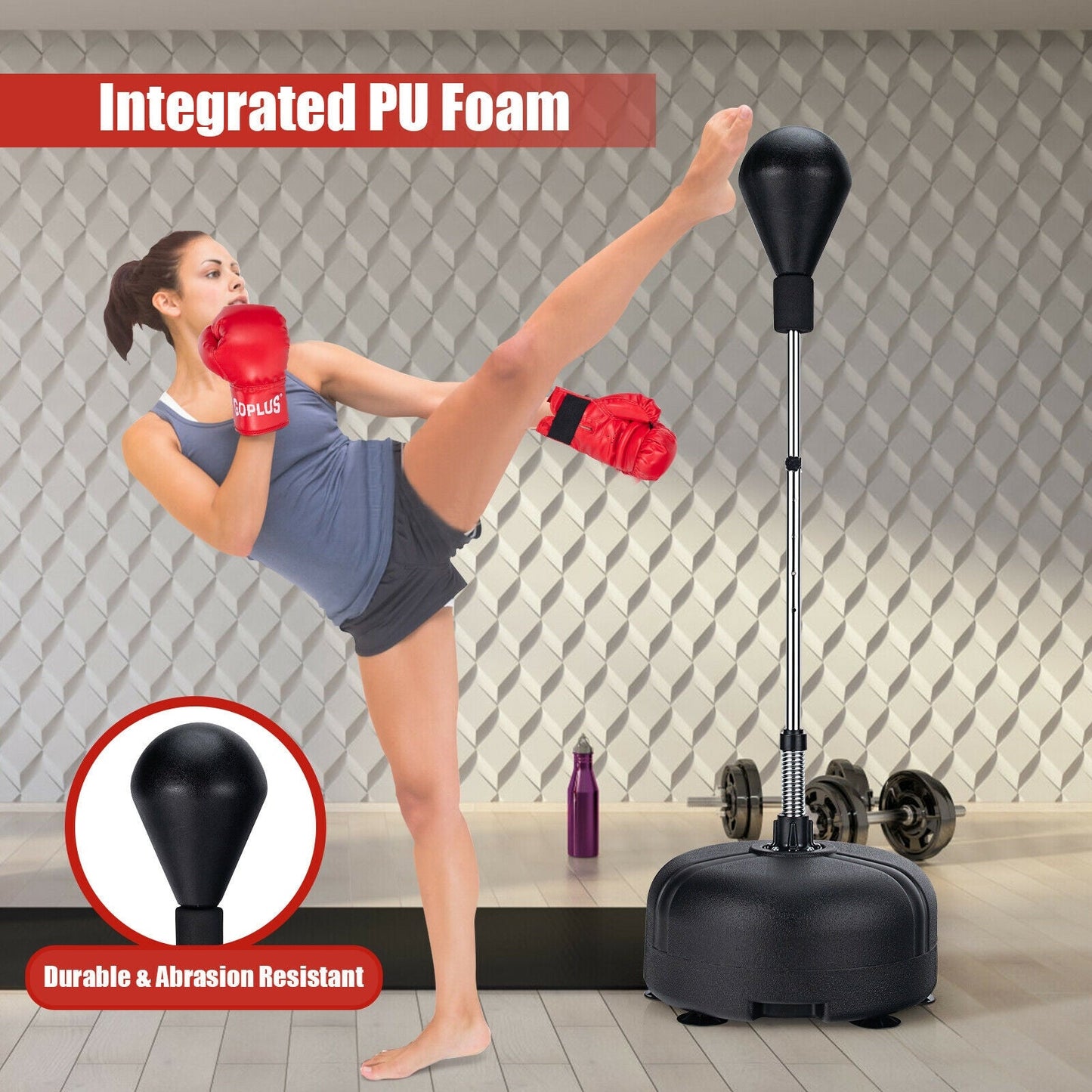 Adjustable Freestanding Punching Bag with Boxing Gloves