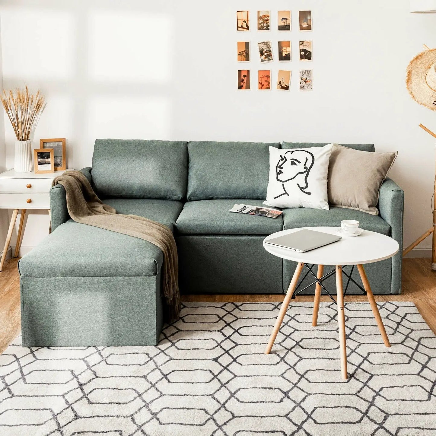 Convertible L-Shaped Sofa with Reversible Chaise