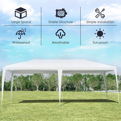 GemGear 10 x 20 ft white waterproof canopy tent with wind ropes and pegs on Tampa Home & Garden Store
