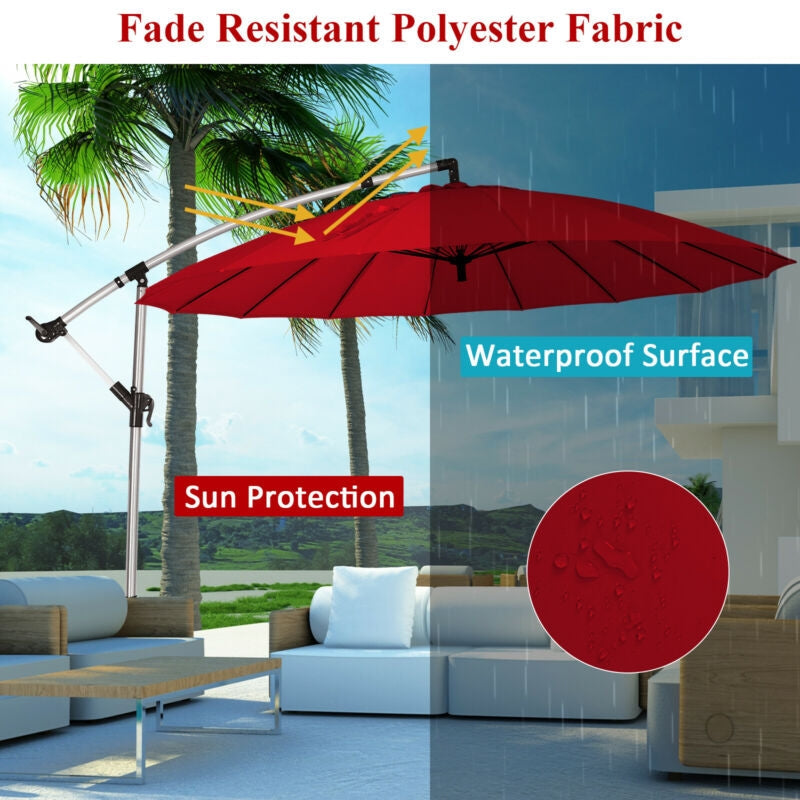 Sombrilla excéntrica de patio de 3 metros, parasol colgante para jardín, piscina, césped - Tostado