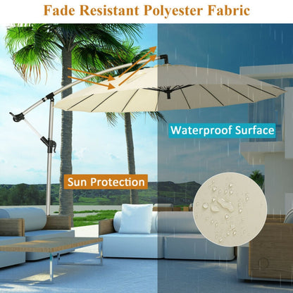 Sombrilla excéntrica de patio de 3 metros, parasol colgante para jardín, piscina, césped - Tostado