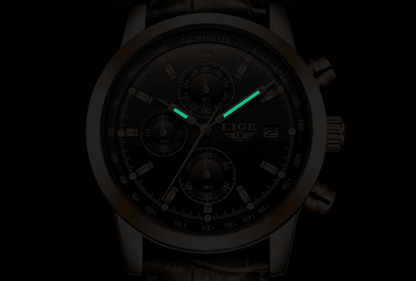 Stevvex men's waterproof chronograph watch with date display and luminous green hands on Tampa Home & Garden Store