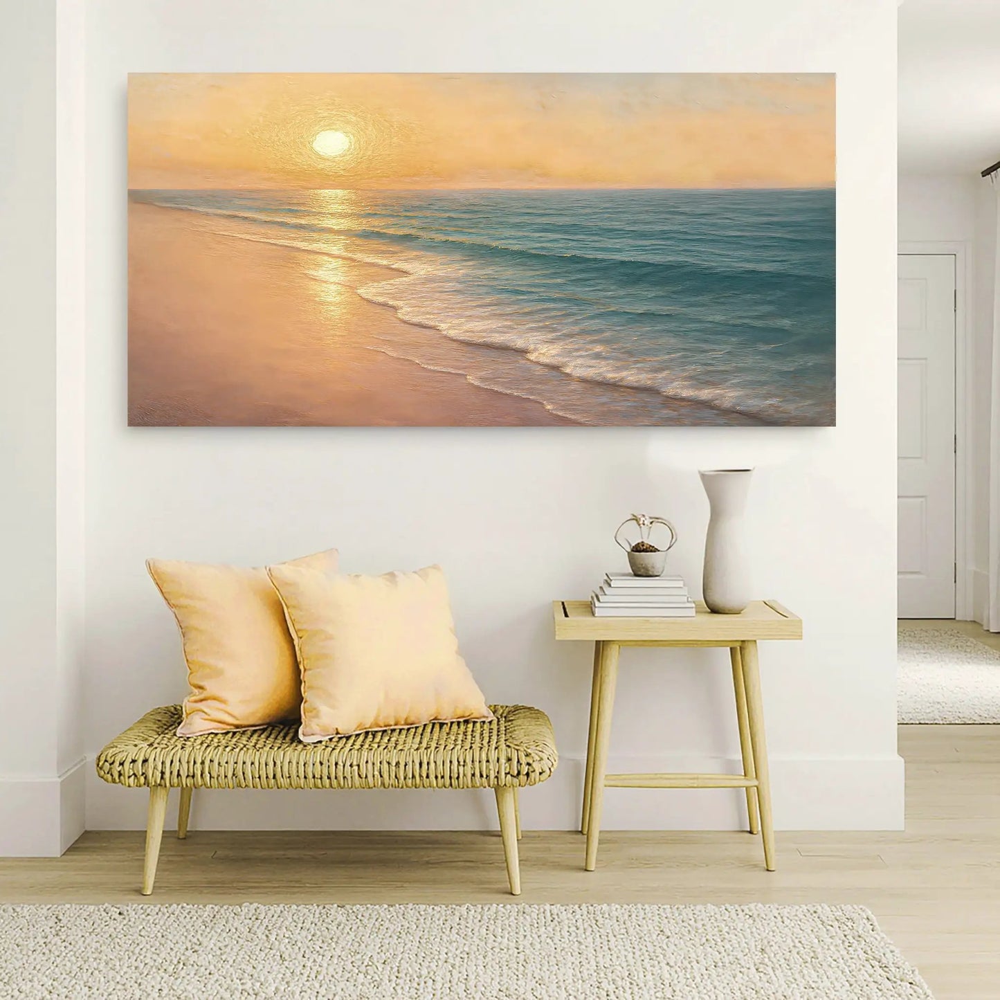 Beach Shoreline Coastal Wall Art IV canvas by Tailored Canvases sunset over blue ocean on Tampa Home & Garden Store
