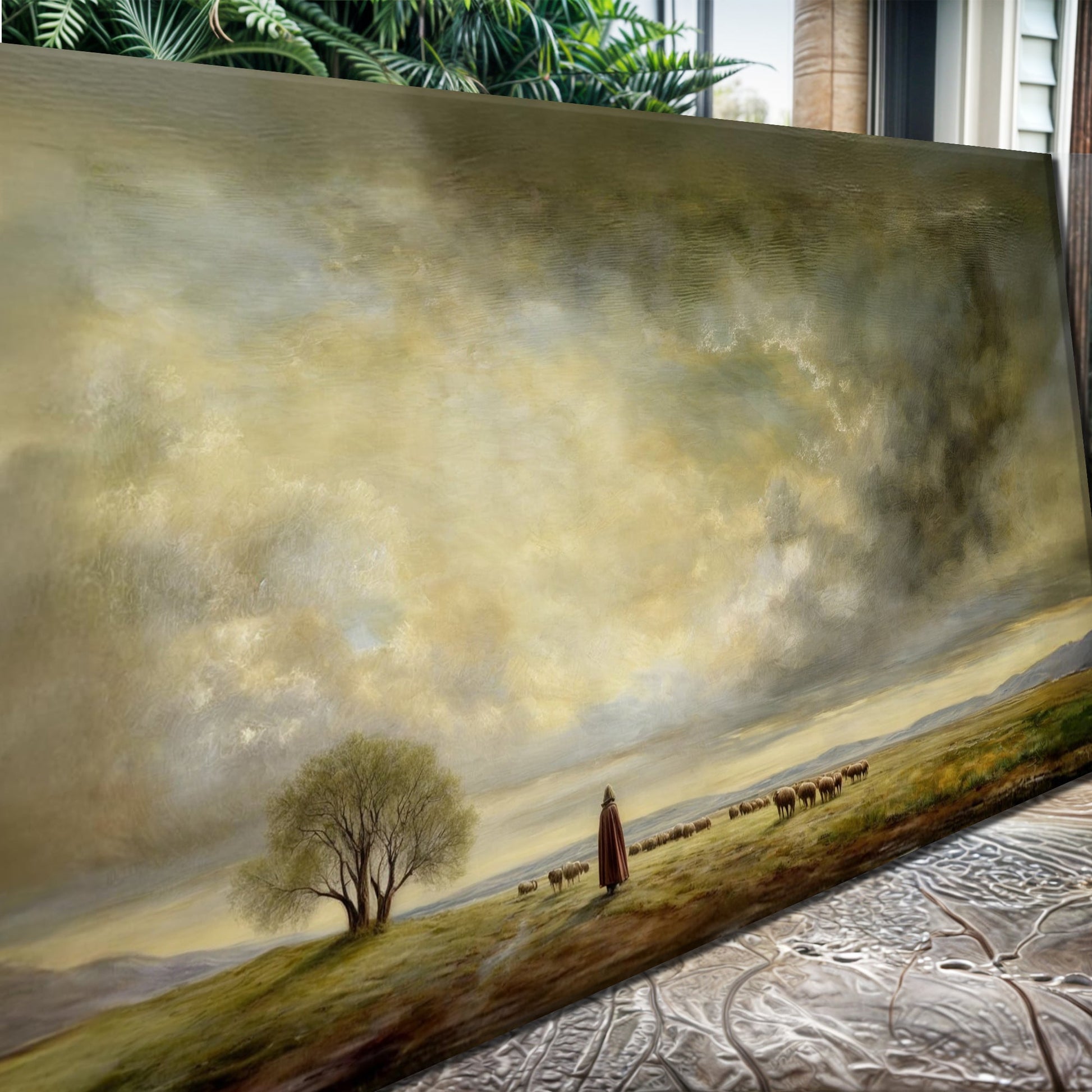 Canvas The Good Shepherd Faith Wall Art by Tailored Canvases, pastoral shepherd and flock on Tampa Home & Garden Store
