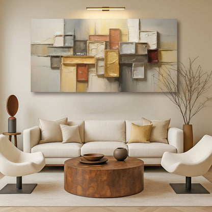 Shape Pattern Minimalist Abstract Wall Art canvas with beige gray gold blocks Tailored Canvases on Tampa Home & Garden Store
