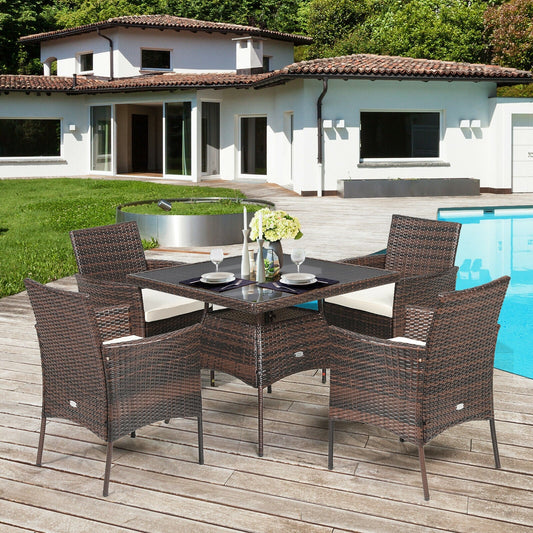 Outdoor 5 Pieces Dining Table Set with 1 Table and 4 Single Sofas - Tampa Home & Garden Store