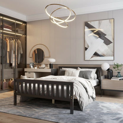 Cama de plataforma de madera de tamaño completo con cabecero
