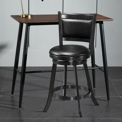 2 Pieces 24 Inches Swivel Counter Stool Dining Chair Upholstered Seat-Black