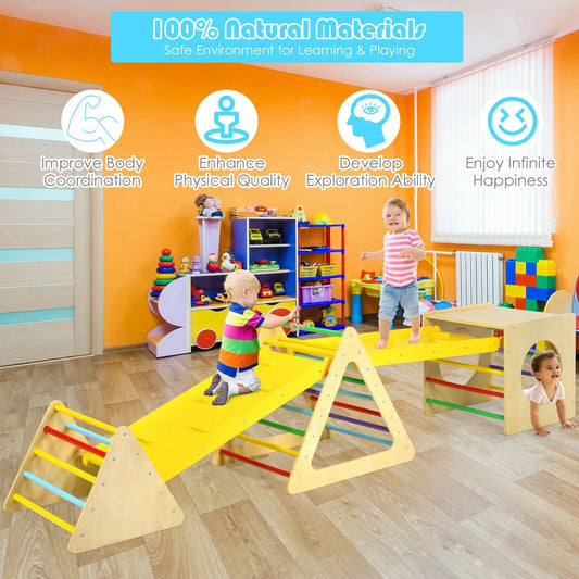 5 in 1 Kids Triangle Climber Play Gym Set with 2 Ramps - Tampa Home & Garden Store