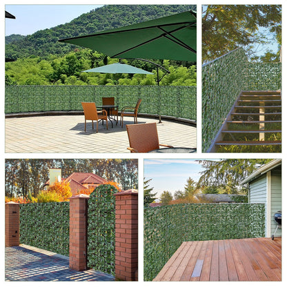Valla de privacidad decorativa de hojas de hiedra artificial - 59 x 118 pulgadas
