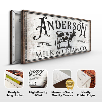 Personalized Milk & Cream Co Sign canvas with distressed vintage look by Tailored Canvases on Tampa Home & Garden Store
