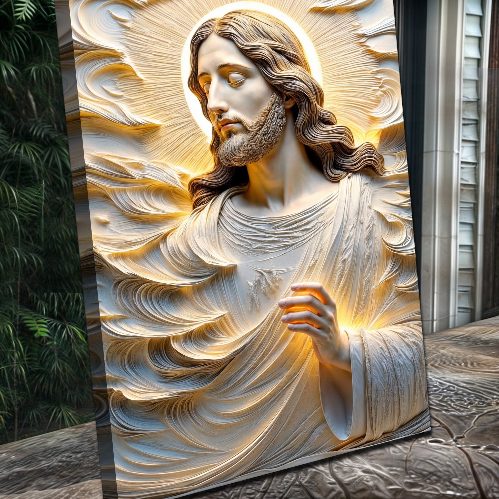 Faith Over Fear Sacred Serenity Wall Art canvas Tailored Canvases; gold halo robes on Tampa Home & Garden Store