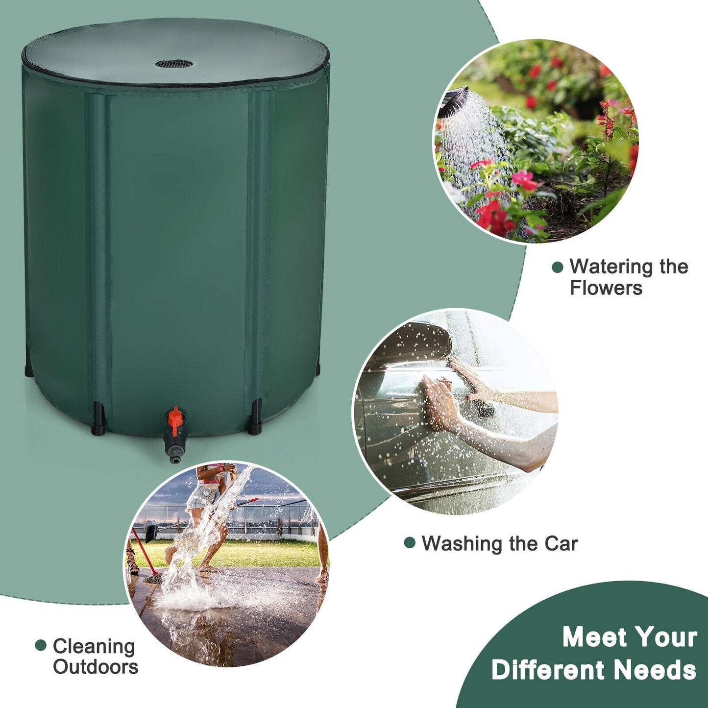 53 Gallon Portable Rain Barrel Water Collector
