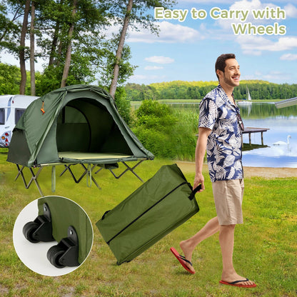 GemGear 2-Person Outdoor Camping Tent with External Cover, green, portable wheeled setup on Tampa Home & Garden Store