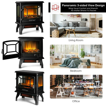 Freestanding Electric Heater with Dancing Flame