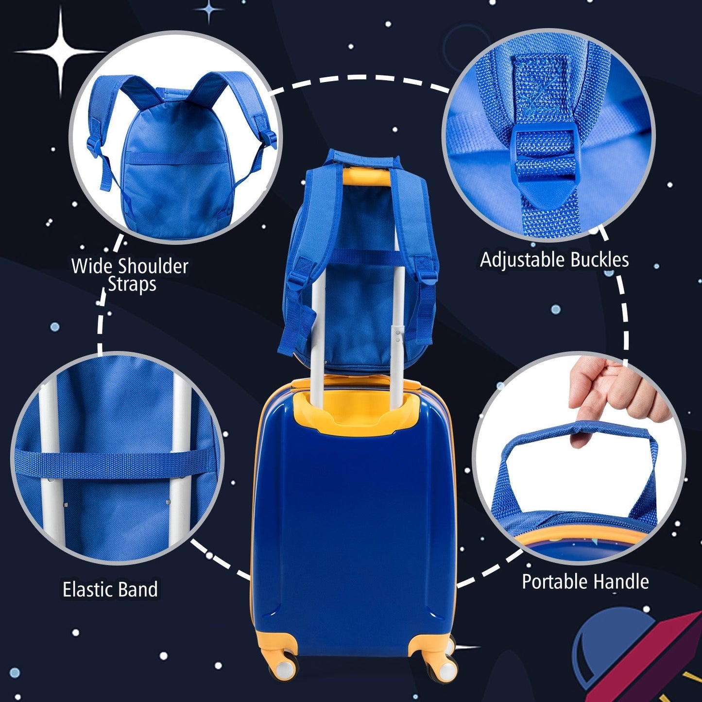 2pc kids luggage set blue rolling suitcase & backpack GemGear on Tampa Home & Garden Store
