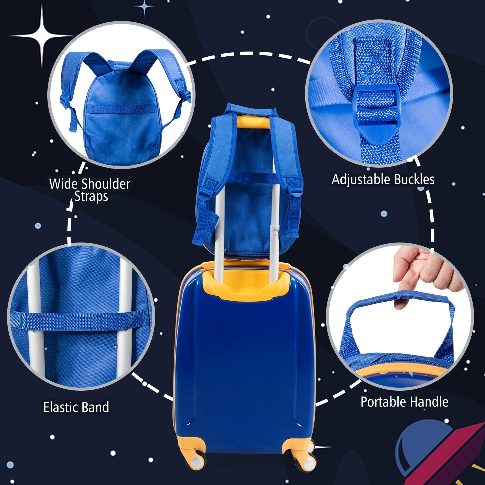 2pc kids luggage set blue rolling suitcase & backpack GemGear on Tampa Home & Garden Store