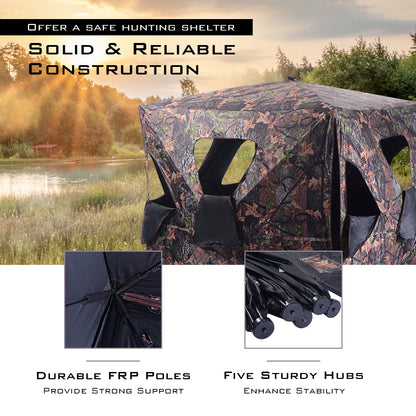 Ground hunting blind pop-up camo by GemGear, portable deer hunter shelter with FRP poles on Tampa Home & Garden Store