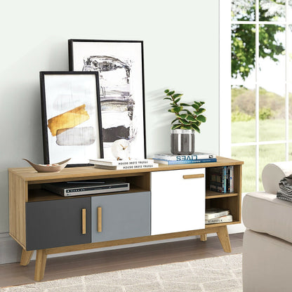 Mueble para TV de 65 pulgadas con 3 armarios de almacenamiento y 3 estantes abiertos para salón