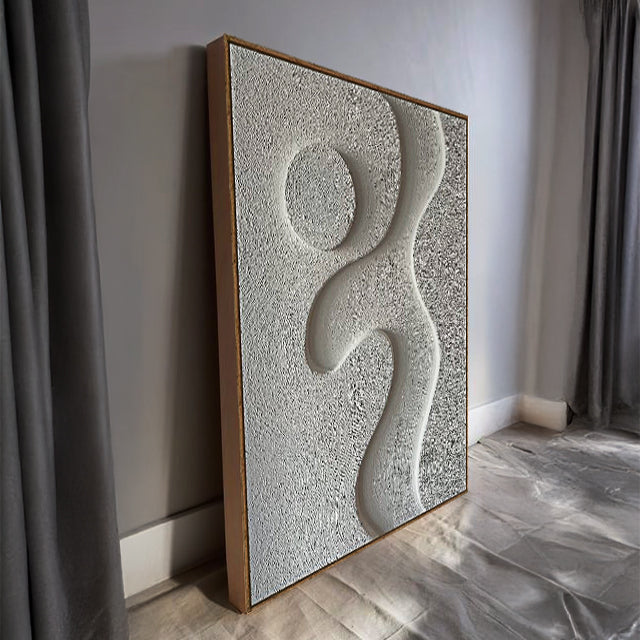 Midcentury Curves Wall Art canvas by Tailored Canvases with white relief on background on Tampa Home & Garden Store