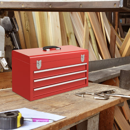 Caja de herramientas portátil para mecánico de garaje con 3 cajones - Rojo