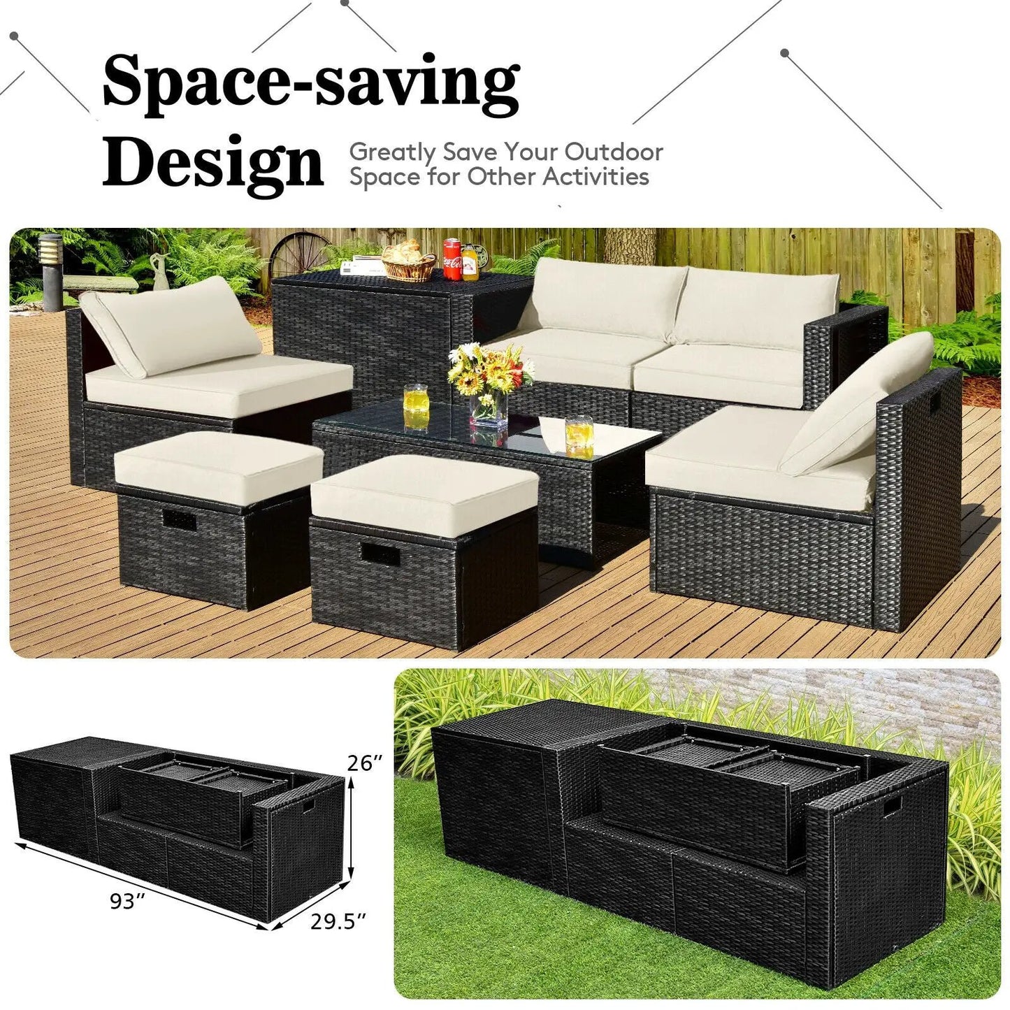 11 Pieces Patio Dining Set With Umbrella Base