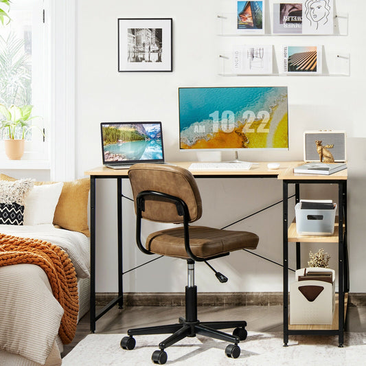 48 Inch Reversible L Shaped Computer Desk with Adjustable Shelf - Tampa Home & Garden Store