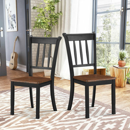 2 sillas de comedor de madera maciza con respaldo de huso Whitesburg, color negro