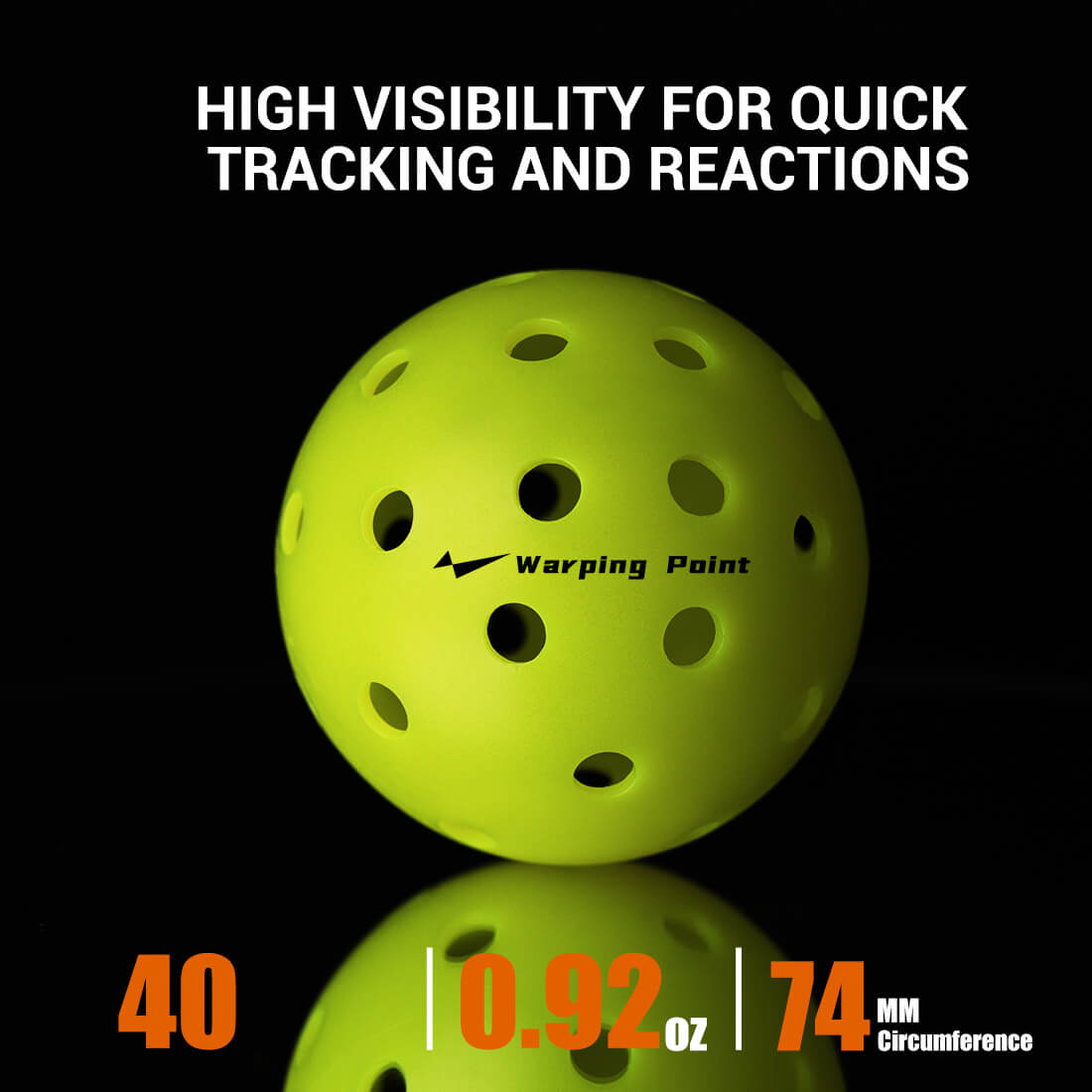 Ascent Outdoor Tournament Pickleballs Warping Point neon yellow-green ball 0.92 oz 74 mm on Tampa Home & Garden Store