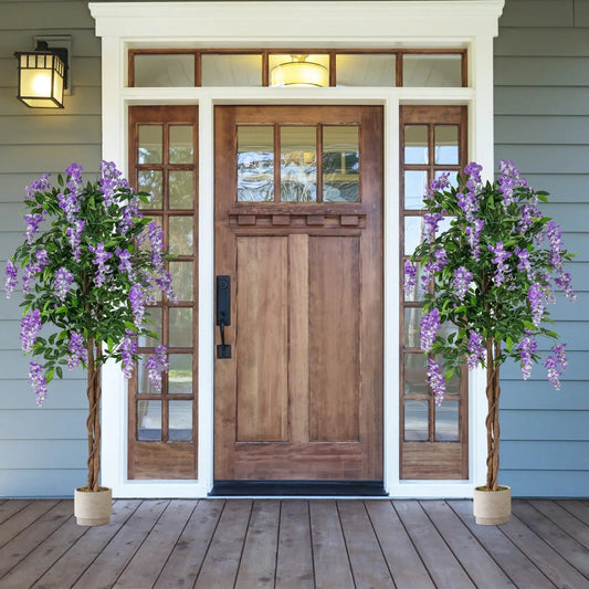 Artificial Wisteria Tree 5.5 ft set of 2 with nursery pots, purple blossoms, DirectDeals on Tampa Home & Garden Store