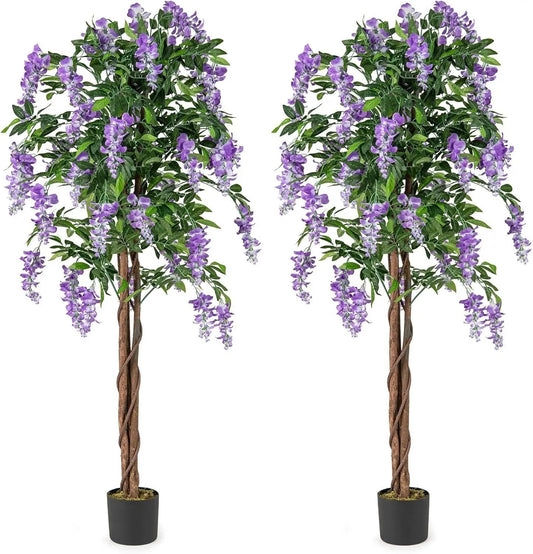 Artificial Wisteria Tree pair 5.5 ft in nursery pots with purple blooms DirectDeals on Tampa Home & Garden Store
