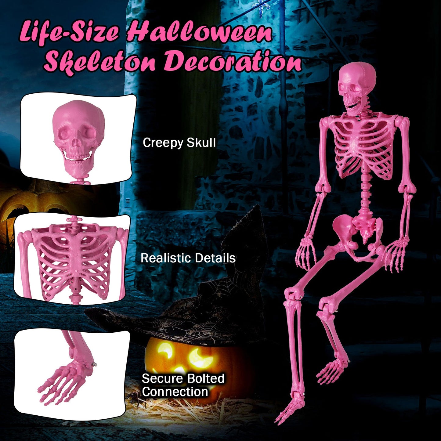 5.5 ft pink life-size poseable skeleton with movable joints DirectDeals on Tampa Home & Garden Store