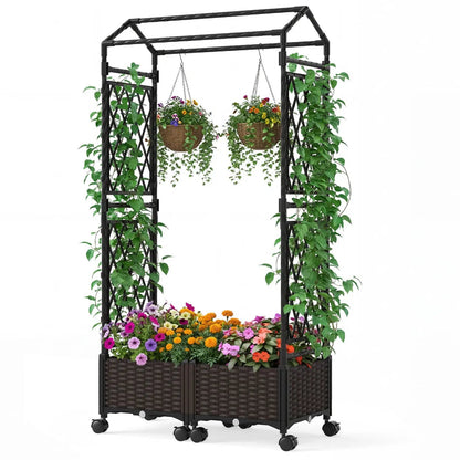 Self-Watering Planter Boxes with Lattice Roof