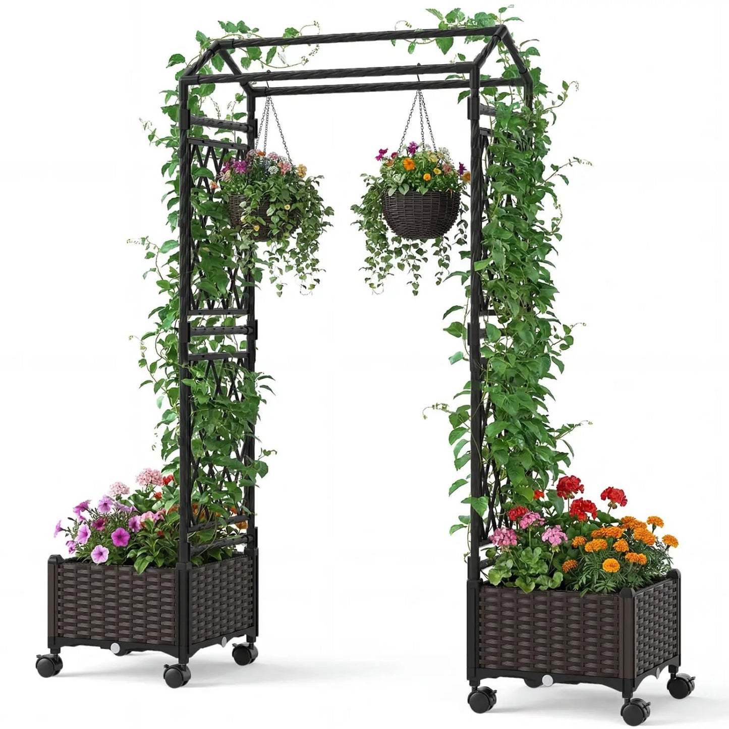 Self-Watering Planter Boxes with Lattice Roof