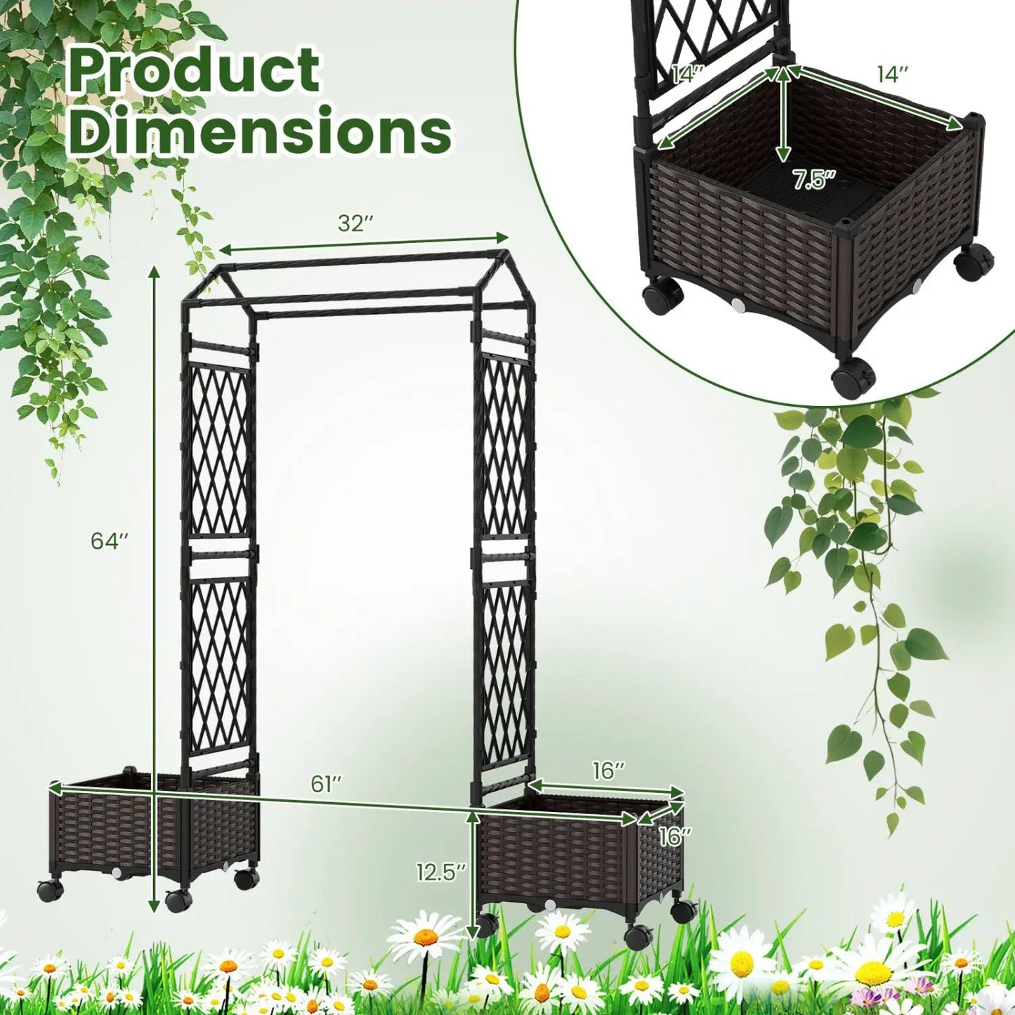 Self-Watering Planter Boxes with Lattice Roof