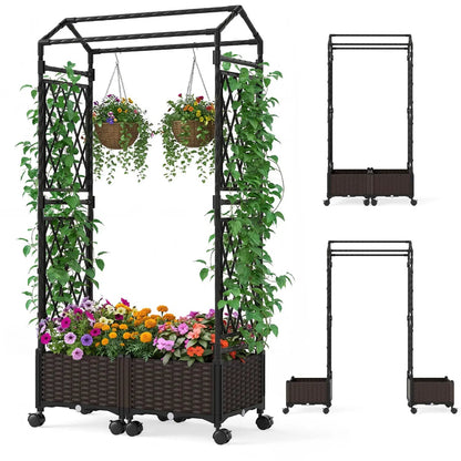 Self-Watering Planter Boxes with Lattice Roof