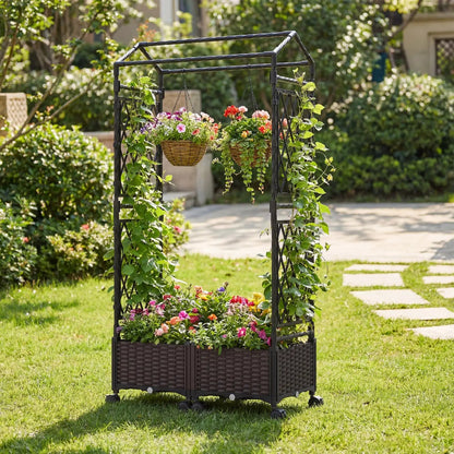 Self-Watering Planter Boxes with Lattice Roof