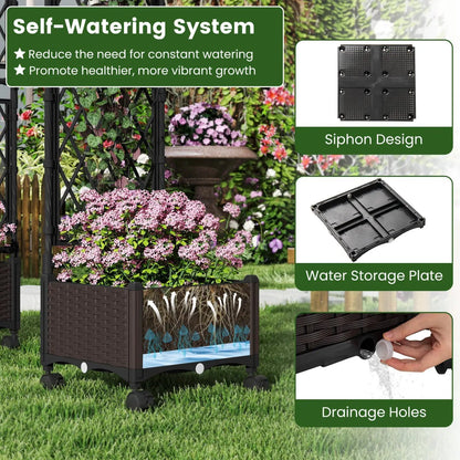 Self-Watering Planter Boxes with Lattice Roof