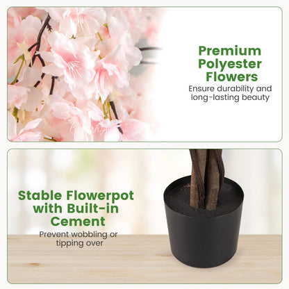 5.5 FT Tall Artificial Cherry Blossom Tree with Pink/White Flowers 1 Pack